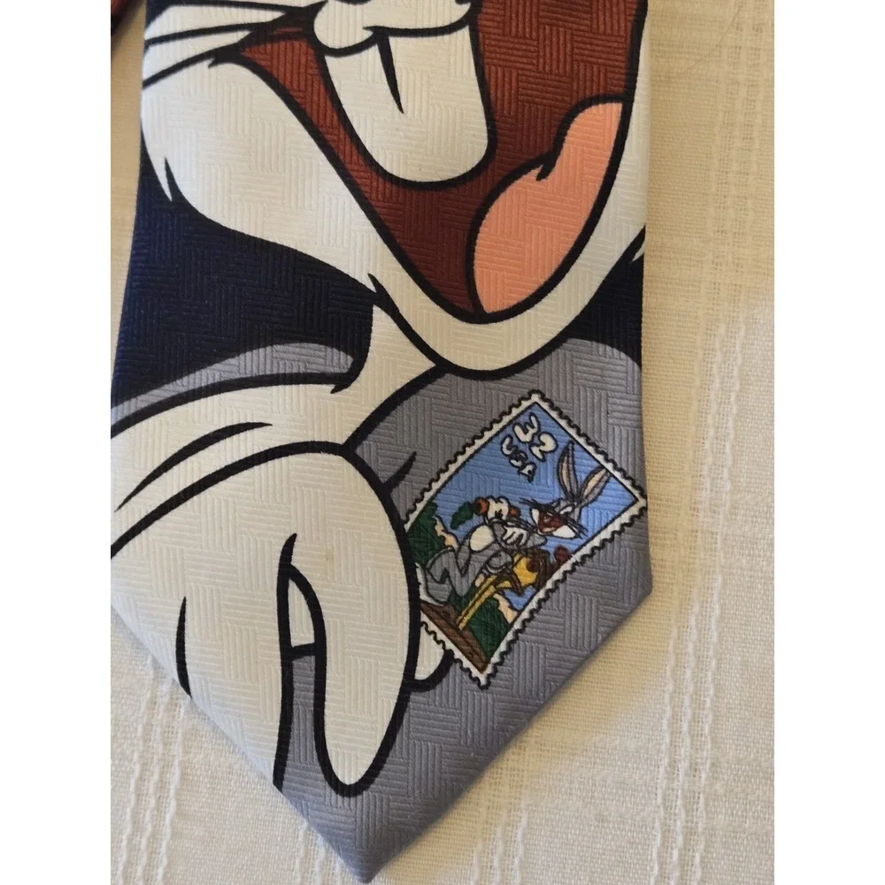 Vintage Looney Tunes Bugs Bunny Men's Tie Stamp Collection Warner Bros USPS EUC